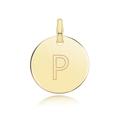 9ct Yellow Gold Round Plain Initial Pendant 14.3mm P